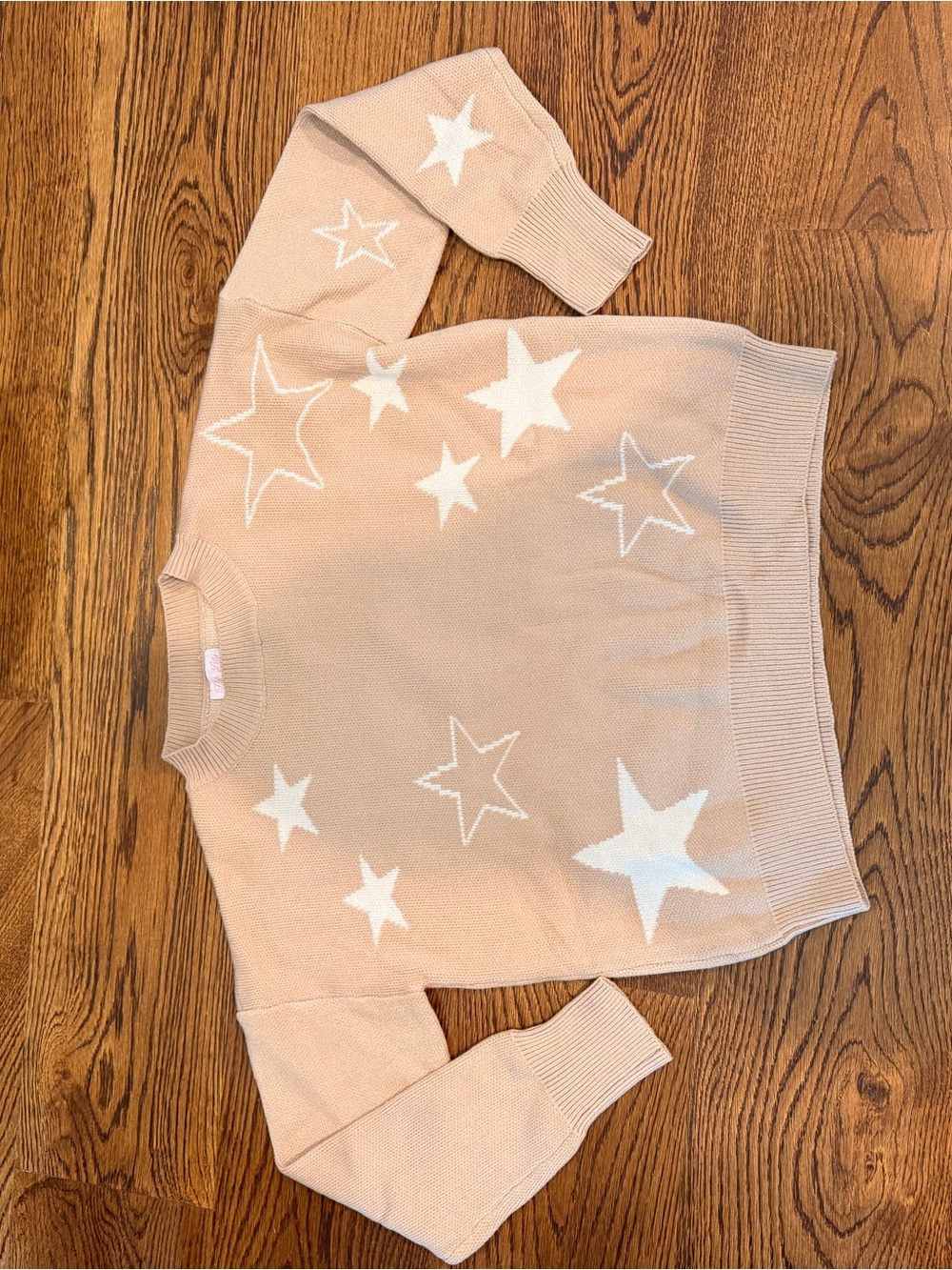 Star Pattern Knit Sweater in Blush Pink/Tan